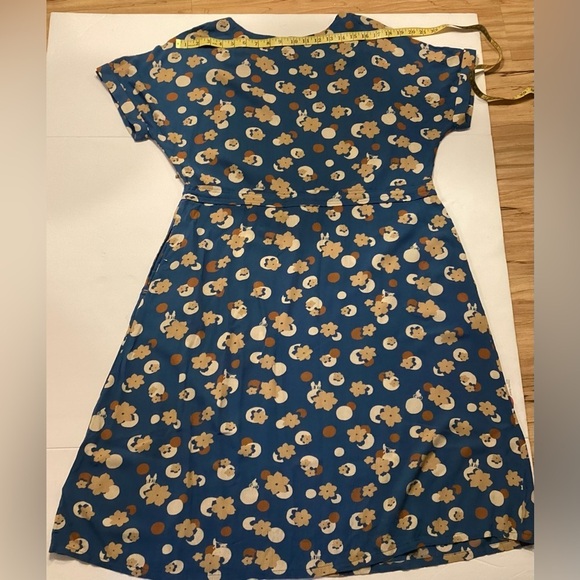 White Stuff blue drawstring dress, viscose, mid length, Size 10 - Picture 10 of 15